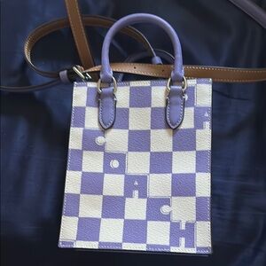 Coach Purple and Cream Checkered Women's Bag